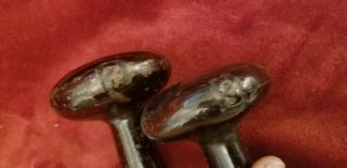 Vintage 1950 ' s 3lb Cast Iron Dumbbells Hand Weights Roundheaded Gym Weights 3