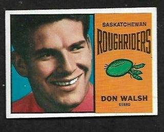 1964 Topps Cfl Football: 65 Don Walsh,  Saskatchewan Roughriders