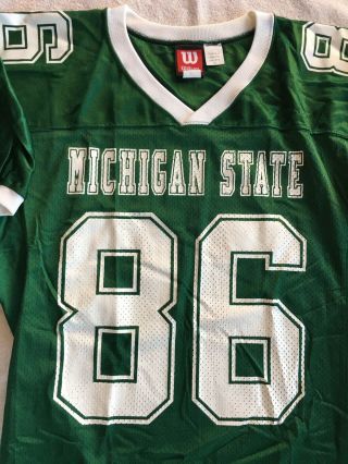 Michigan State Spartans Football Jersey Large 86 Green Vintage Wilson Msu Mens