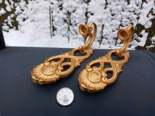 Vintage 1988 Homco Plastic Gold Tone Wall Sconces Candle Holders