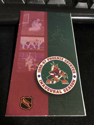 1996 - 97 Phoenix Coyotes Hockey Pocket Schedule First Usa Version Inaugural Year