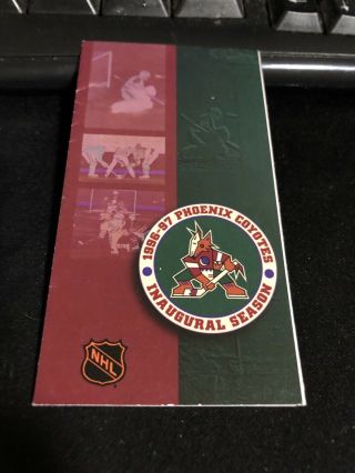 1996 - 97 Phoenix Coyotes Hockey Pocket Schedule First USA Version Inaugural Year 2