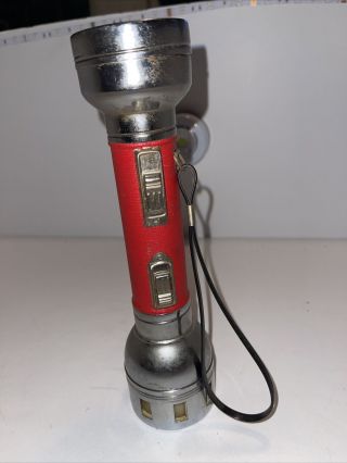 Vintage Flashlight Chrome And Red Not