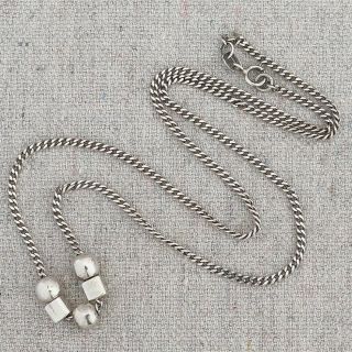 Vintage Mexican Minimalist Modernist Sterling Silver Geometric Bead Necklace