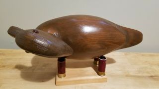 1978 Glass Eyed Wooden Bird Factory Drake Woodduck Wood Duck Decoy PAJ Etch 3