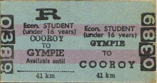 Railway Tickets Qr Gympie To Cooroy Economy Student Return