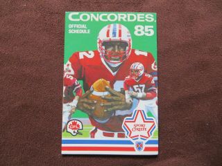 1985 Montreal Concordes Football Cfl Schedule Unmarked