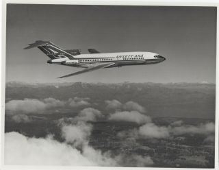Large Vintage Photo - Ansett - Ana B727 Vh - Rme In - Flight
