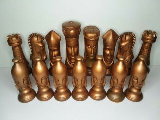 Vintage Large Size Duncan Ceramic Mold Chess Figures W/ Felt Bottoms 8” King