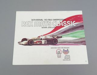 1975 Rex Mays Classic 150 Usac Wisconsin State Park Speedway Stock Race Program