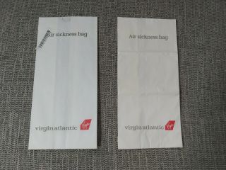 2x Virgin Atlantic Onboard Plane British Airline Air Sick Sickness Waste Bags