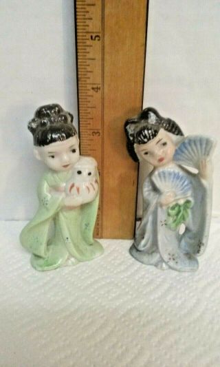 Vintage Japanese Geisha Girl Porcelain Figurines Japan