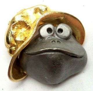 Vintage Estate Signed Ultra Craft Silver & Gold Tone Frog 1 3/4 " Brooch 4049r