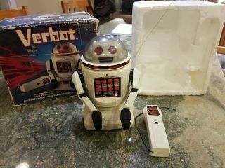 Vintage 1984 Tomy Verbot Robot W/ Box Non 5401 Lights Up