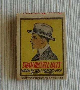 Swan - Russell Hats Matchbook,  Vintage Men 
