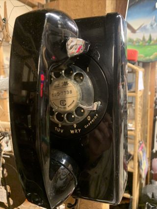 Vintage Retro Itt Black Wall Mount Rotary Dial Telephone Phone