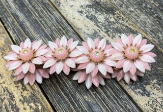 Vintage Signed Coro Pink & White Flower Bracelet