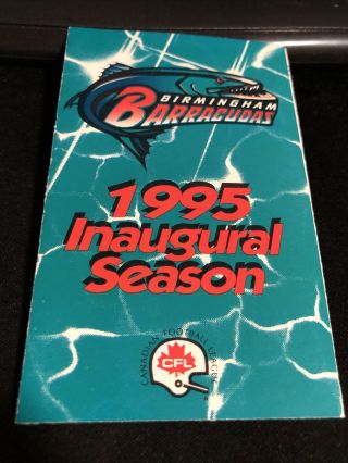 1995 Birmingham Barracudas Cfl Football Pocket Schedule Us Team Inaugural Year