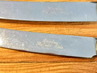 Vintage set 6 Coral Faux bone handles Sheffield Stainless steel butter knives 3