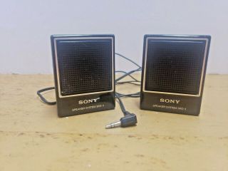 Vintage Sony Srs - 3 Mini Stereo Speaker System For Walkman Speakers Black