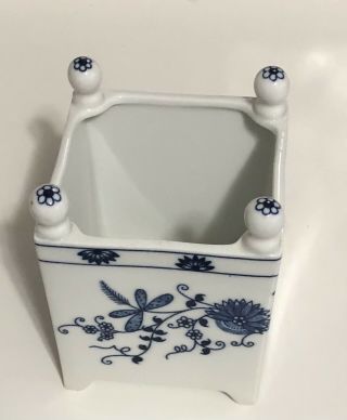 Vintage Vienna Woods Fine China Blue And White Square Empty Candle Holder