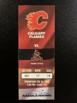 1996 - 97 Calgary Flames Nhl Ticket Stub Vs Phoenix Coyotes Janney Gartner 2 Goals