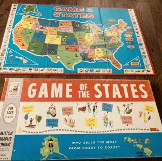 Vintage 1960 Milton Bradley Game Of The States 4920 Complete Board Game