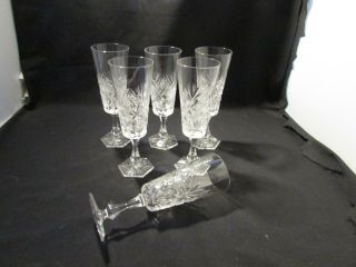 Vintage Crystal Pinwheel Champagne Flutes Set Of Six (6) Glasses