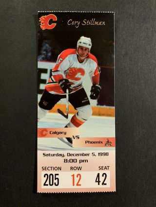 12/5/98 Calgary Flames Nhl Ticket Vs Phoenix Coyotes Kieth Tkachuk 250th Goal