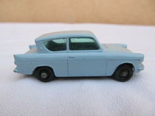 Vintage Matchbox Ford Anglia 7 Light Blue W/ Blue Tint Windows Lesney England