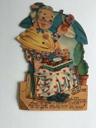 A Wonderful Large Vintage Die Cut Moveable Valentine Card From The 30’s Or 40’s