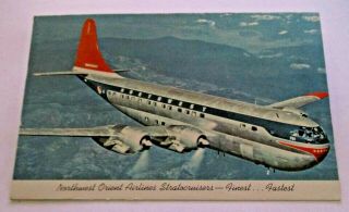 1959 Northwest Orient Airlines Stratocruiser Advertising Airliner Postcard