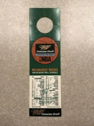 1989 - 90 Milwaukee Bucks Miller Draft Bottle Top Nba Basketball Schedule