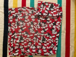 Vintage Disney Mickey Mouse Twin Size Flat & Fitted Sheet Set Red