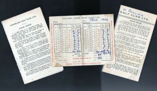 6 Vintage Scorecards Of English & Scottish Courses