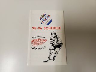 Rs20 Weyburn Red Wings 1995/96 Minor Hockey Pocket Schedule - Molson