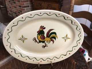 Vintage California Provincial Oval Platter Poppytrail By Metlox Rooster 14 "
