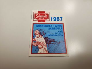 Rs20 Minnesota Twins 1987 Mlb Baseball Pocket Schedule - Schmidt Beer
