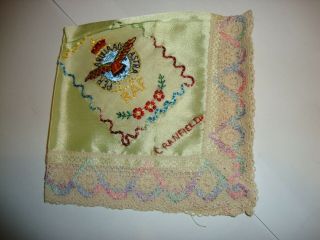 Ww1 Vintage Royal Air Force Silk Embroidered Handkerchief Cranfield