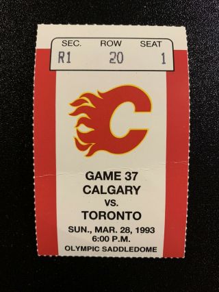 1992 - 93 Calgary Flames Nhl Ticket Stub Vs Toronto Maple Leafs Clark Gilmour Goal