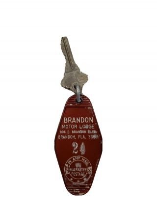 Vintage Hotel Motel Room Key And Fob - Brandon Motor Lodge Brandon,  Fl 24