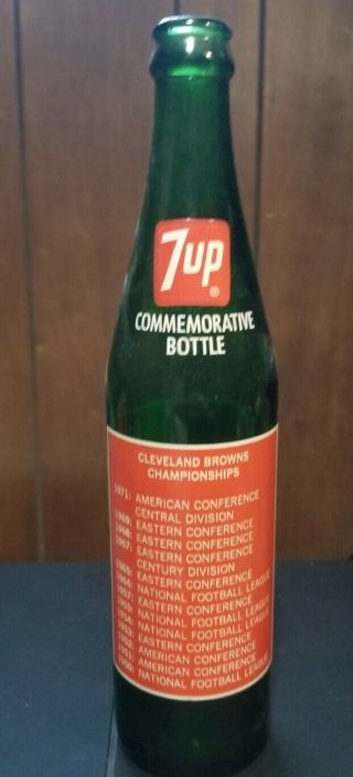 Vintage Cleveland Browns 7up Bottle 1970s