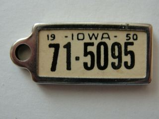 1950 Iowa Dav Key Chain License Plate Tag 71 - 5095