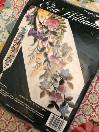 Vtg Elsa Williams Crewel Embroidery Kit Floral Festive Bell Pull Floral Ribbon D