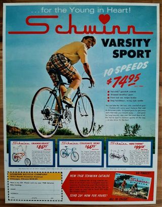 Vintage 1968 Schwinn Varsity Sport Orange Krate Stingray Bicycle Advertisement