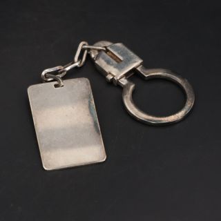 Vtg Sterling Silver - Solid Engraveable Bar Keychain Key Ring - 13.  5g