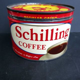 Vintage Schilling Coffee Can - Key Wind 1 Pound