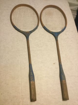 2 Vintage Wood Badminton Rackets