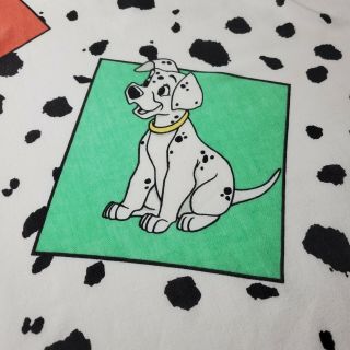 Vintage Disney 101 Dalmations Twin Flat Sheet Puppies Dogs Color Block Usa