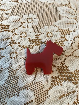 Vintage Bakelite Cherry Red Scottie Dog Pin Brooch